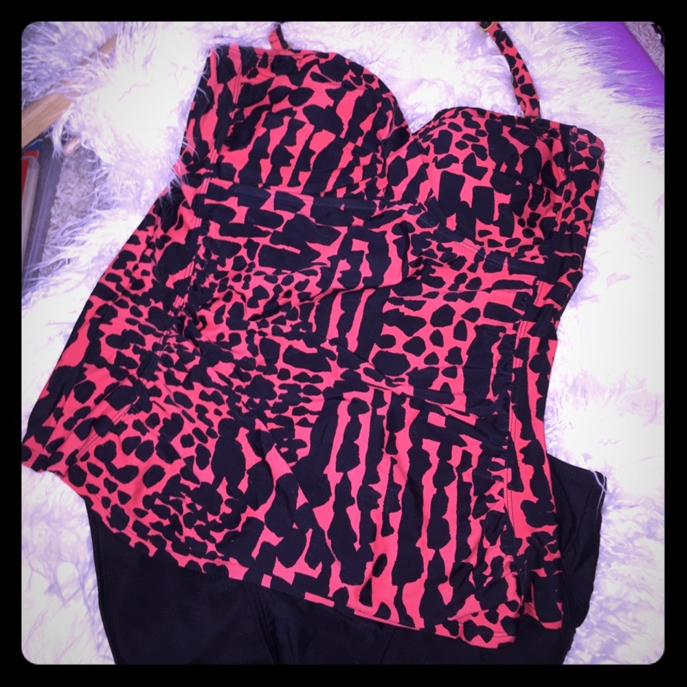 Orange and black tankini
