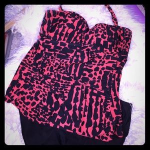 Orange and black tankini