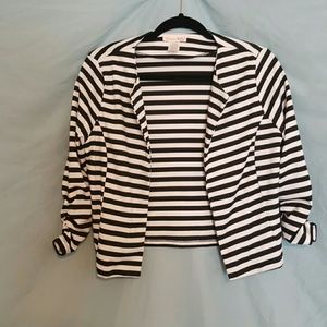 EUC Strawberry Heart Cropped Striped Blazer L