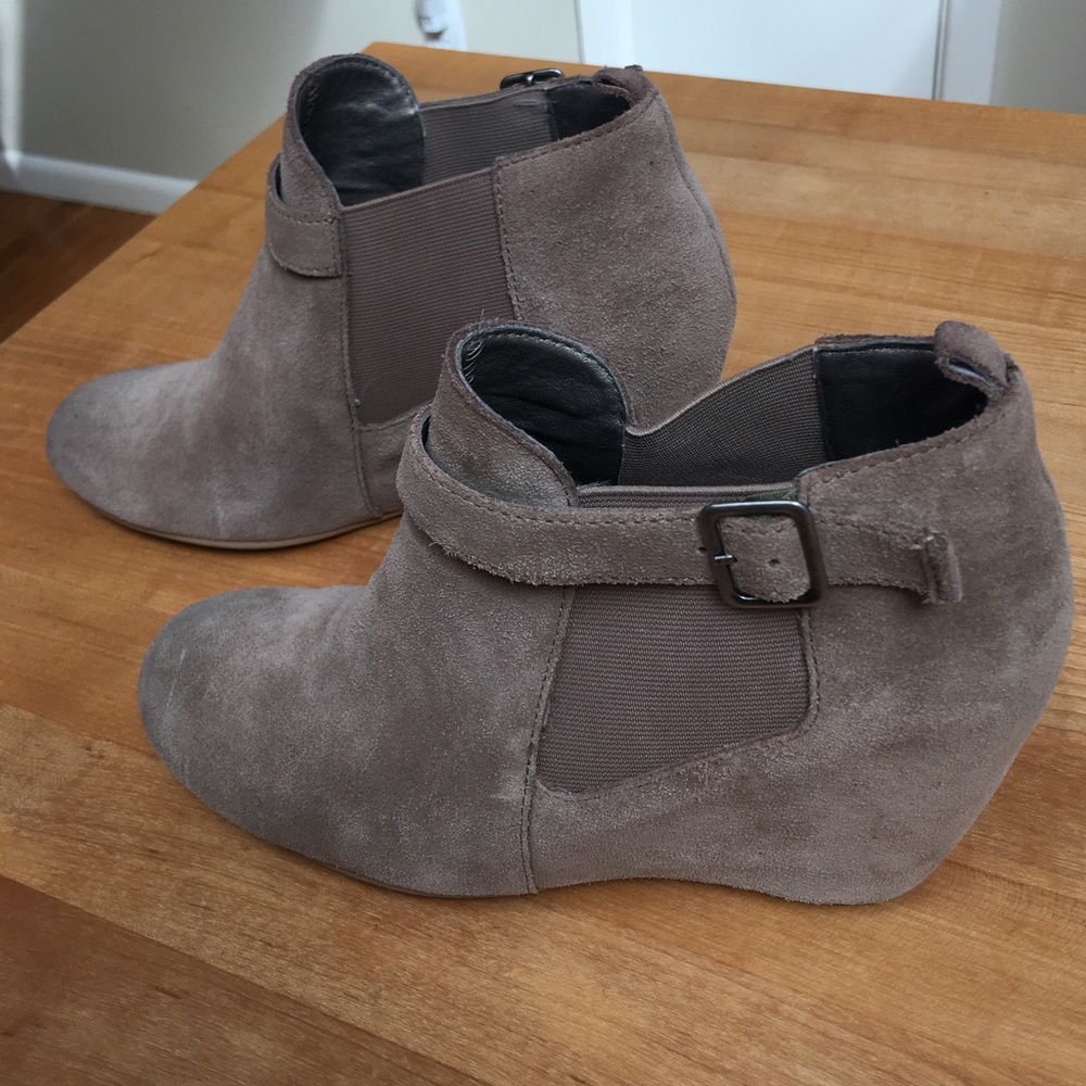 Tesori suede wedge booties