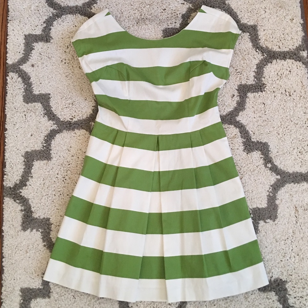 Green and White Striped Dress