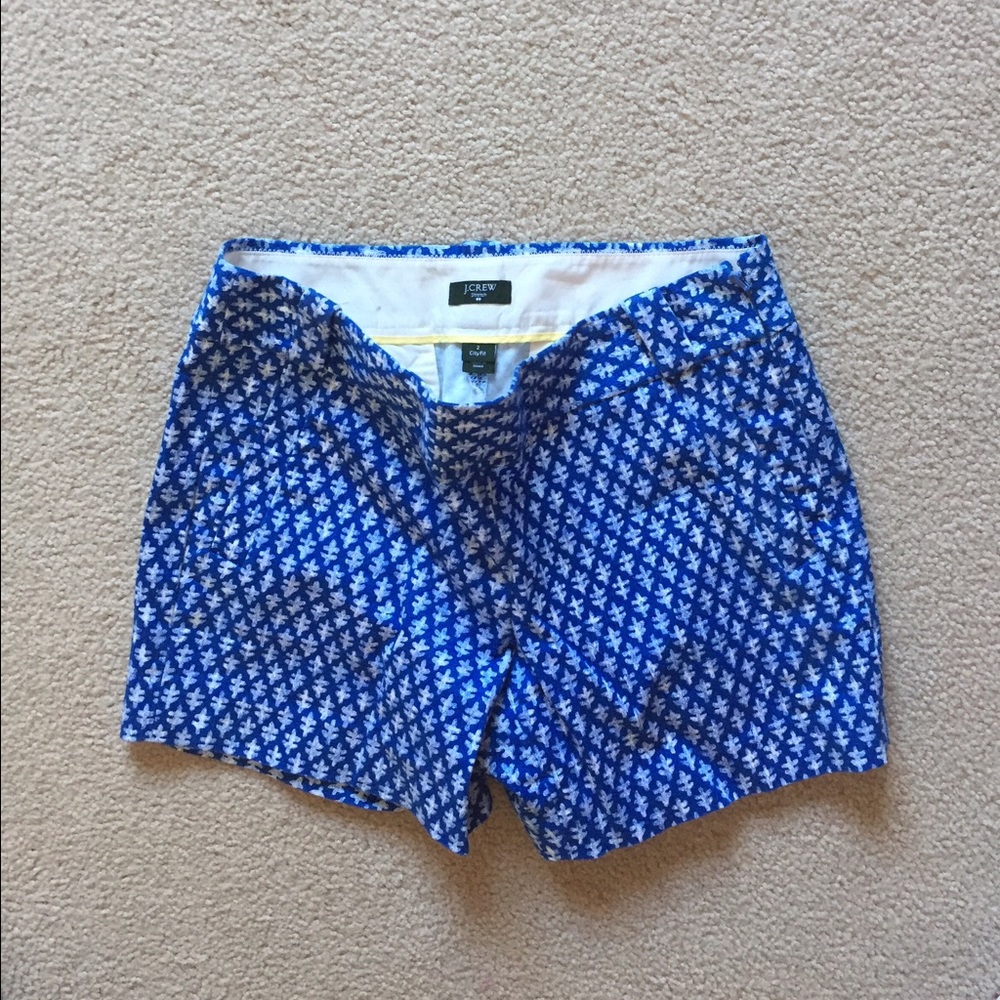 JCrew royal blue print "City Fit" size 2 shorts
