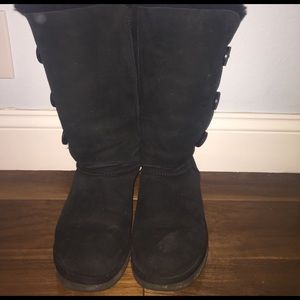 All black UGG Bailey button triplet boots