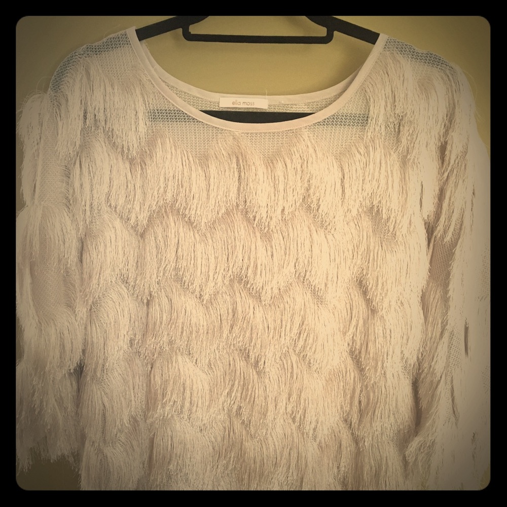 Ella Moss Fringe 3/4 Sleeve Stardust cocktail Top