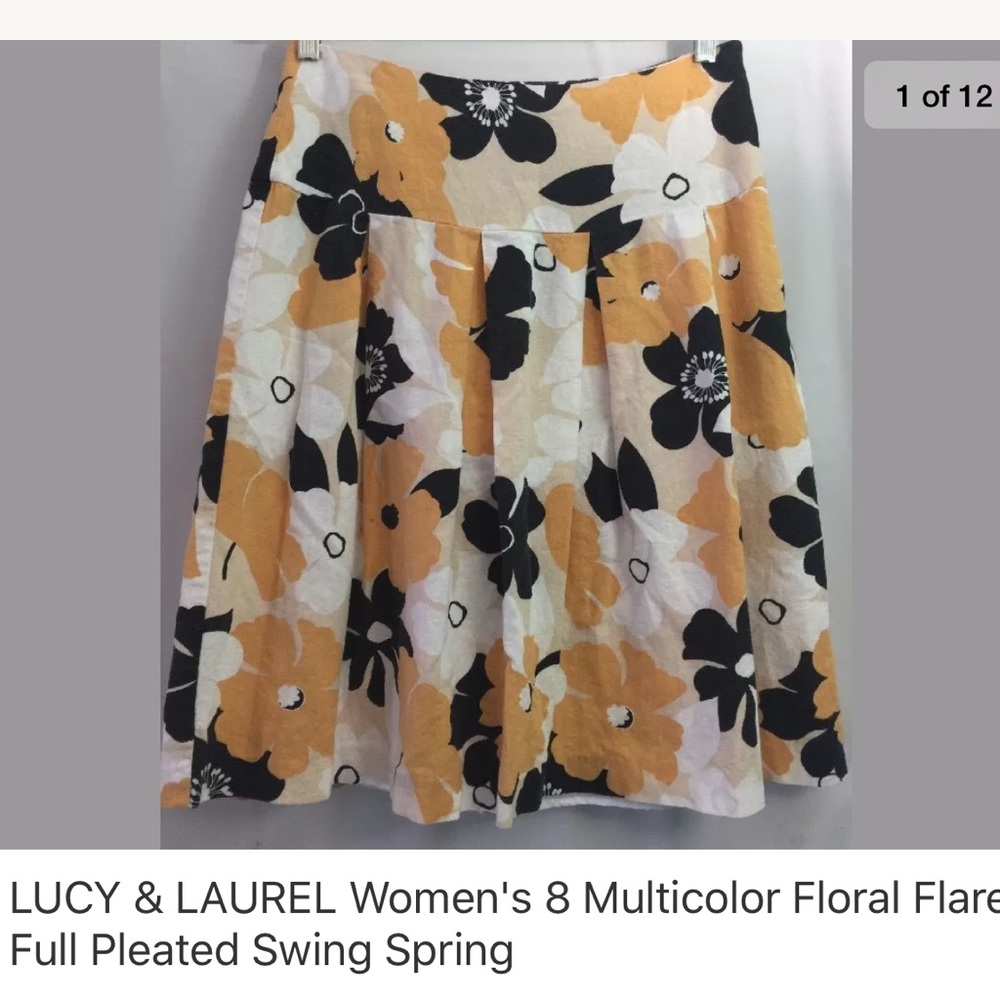 Lucy & laurel floral pleated skirt womens 8