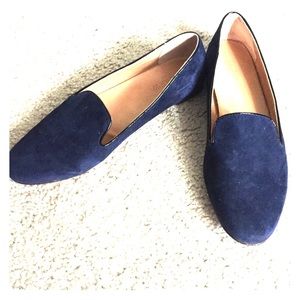 Navy blue suede J Crew loafers