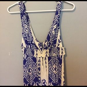 Blue and white maxi dress