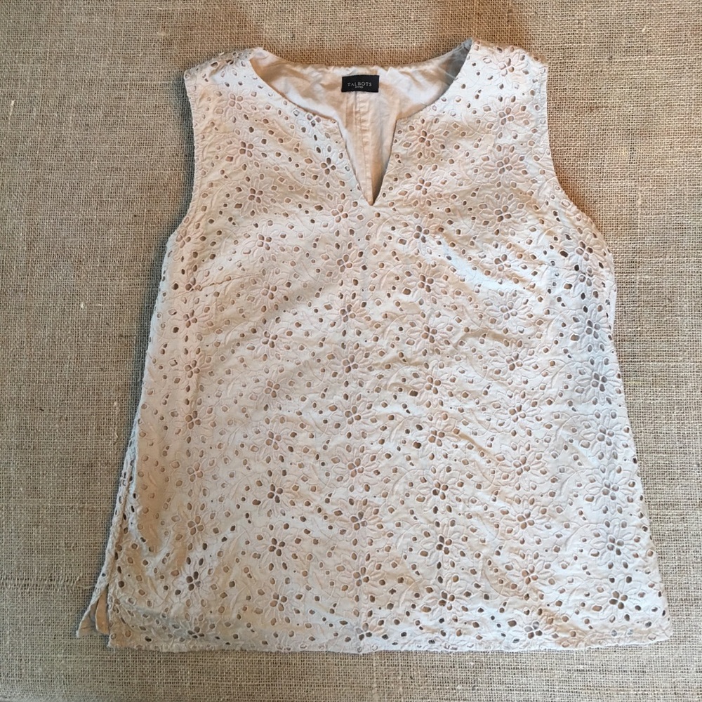 Talbot's Beige Eyelet Sleeveless Top