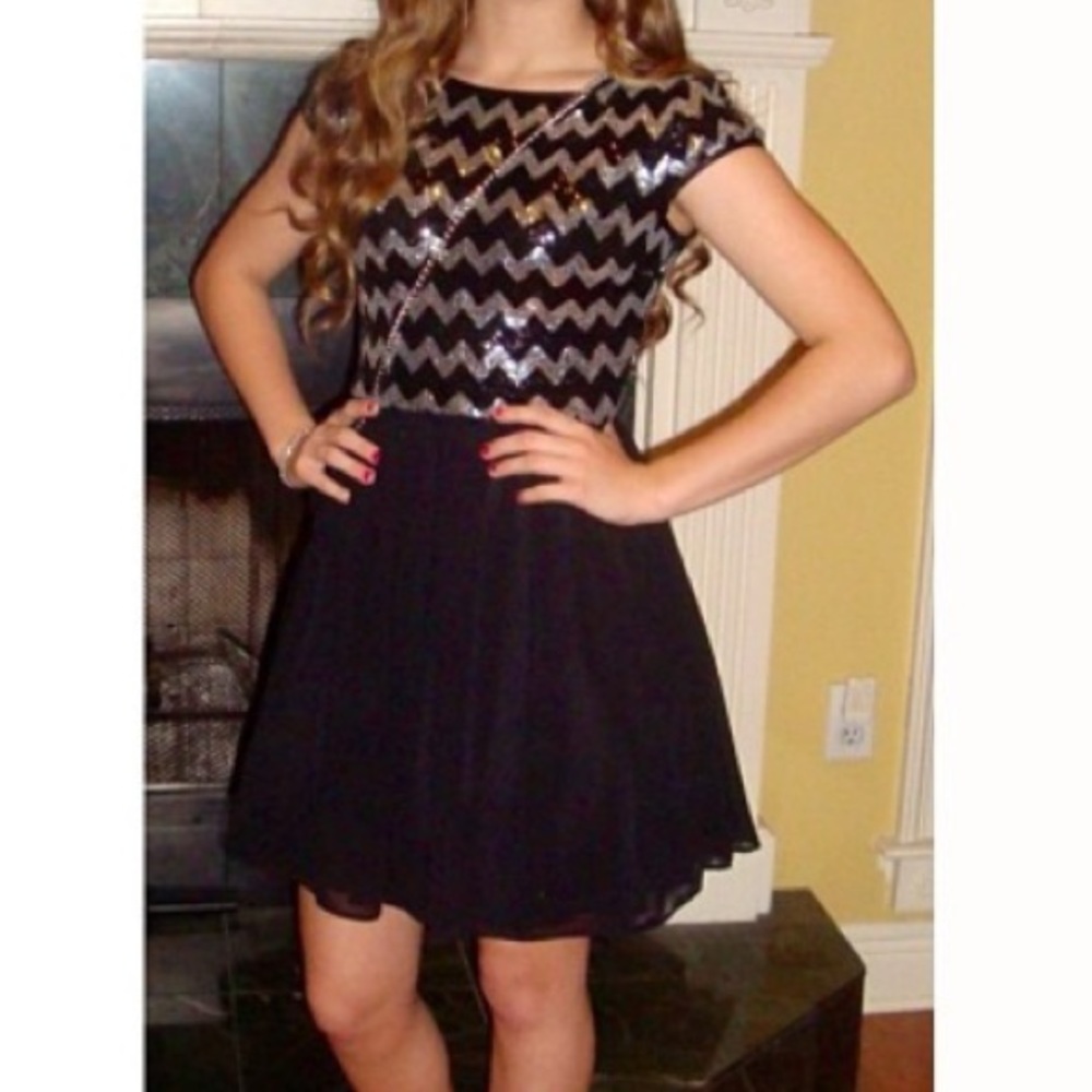 Black and silver Chevron Dress