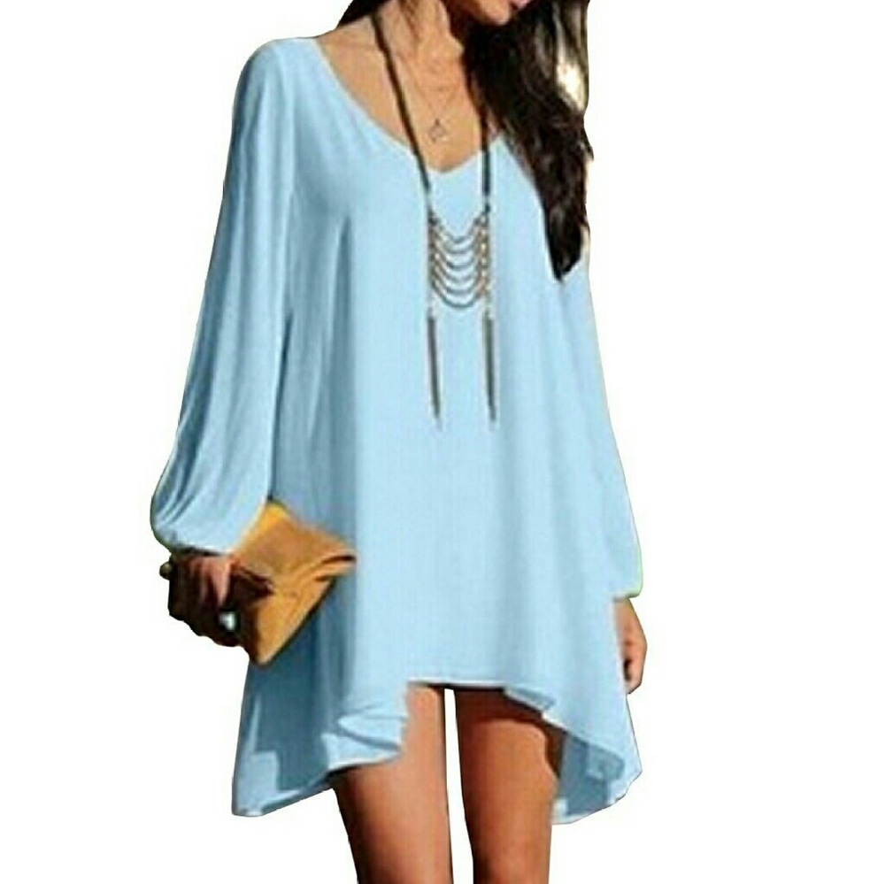 Women's Long Batwing Sleeve Mini Dress