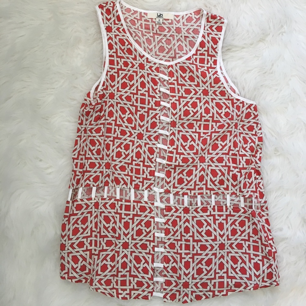 Orange and white detailed tank top