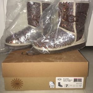 AUTHENTIC Brown and Silver Sparkly Uggs-Size 7