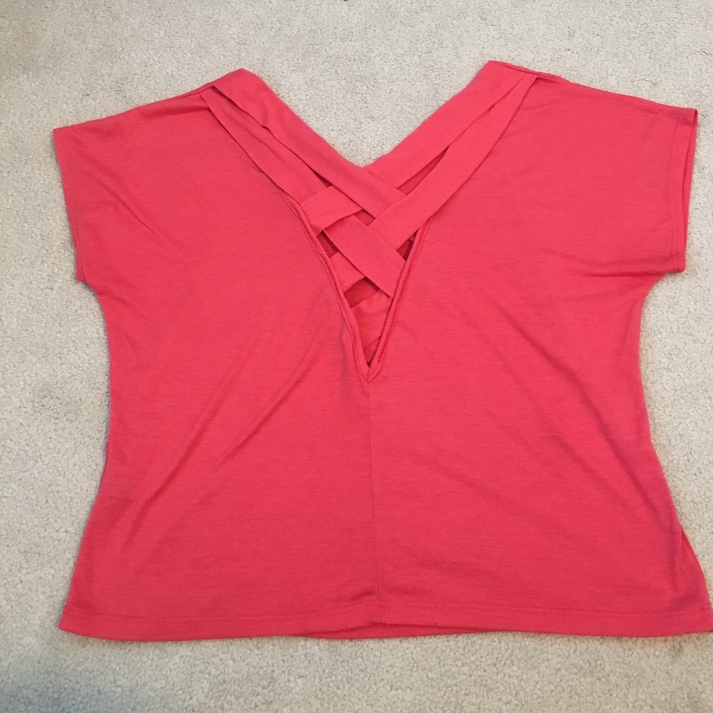 Salmon/Pink Criss Crossed Back Top