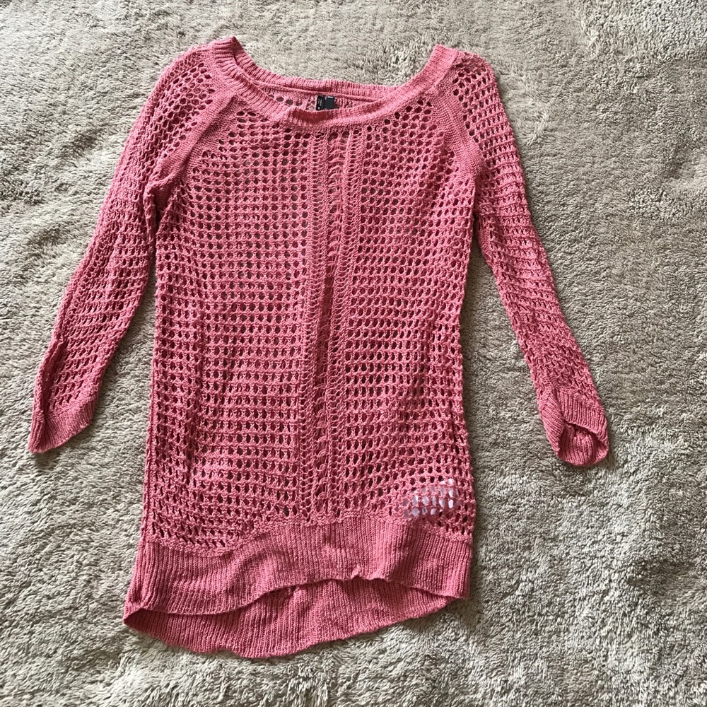 Crochet rosy coral sweater