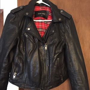 Black leather motorcycle jacket