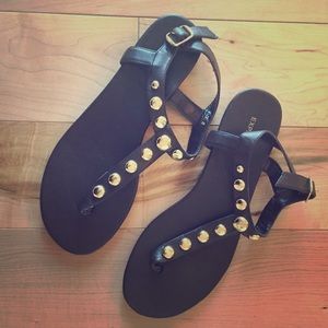 Brown sandals w/ gold studs