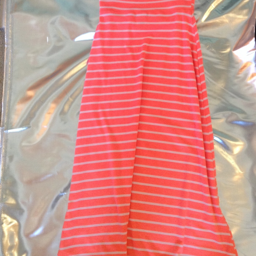Pink and white striped maxi skirt