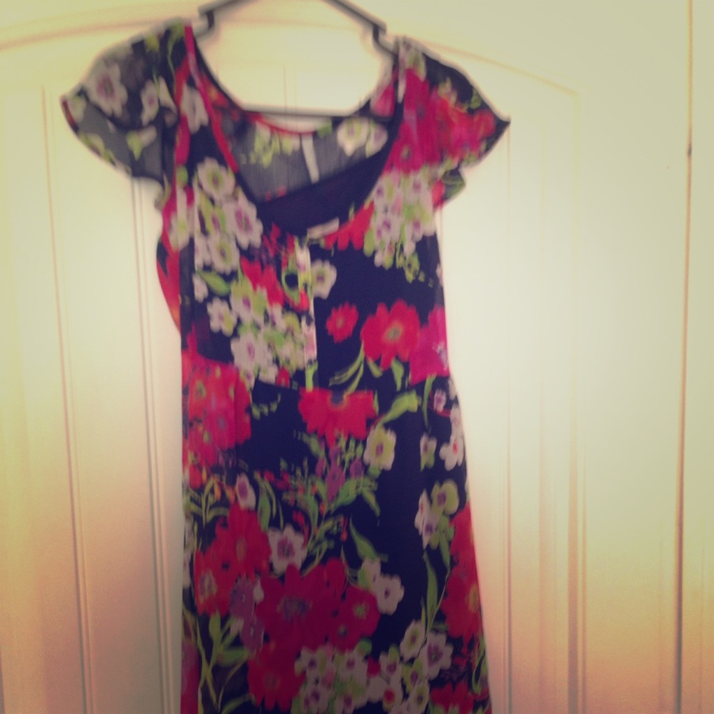 Old Navy Spring Dress Navy with Floral Print