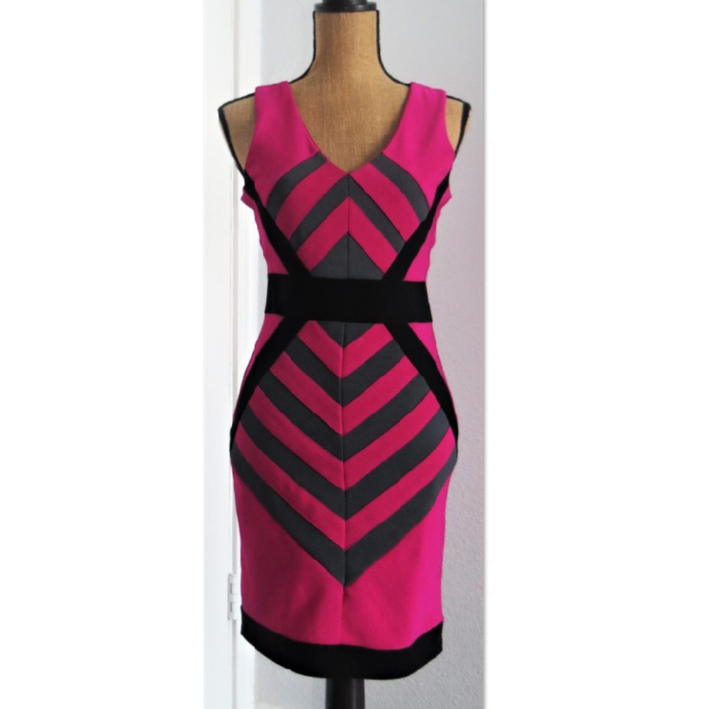 Pink Chevron Dress NWOT