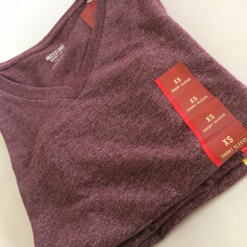 Mossimo Supply Co. Burgundy V-neck Tee