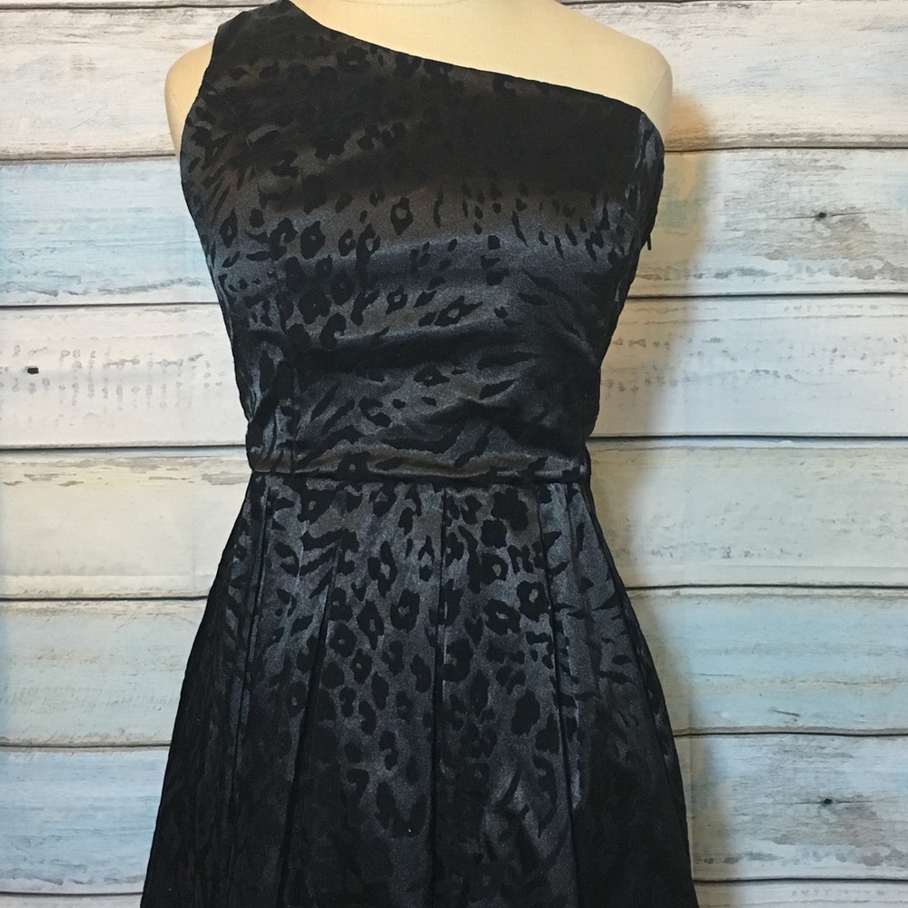 Cold Shoulder Black Leopard Cocktail Dress LBD