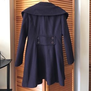 Stylish purple pea coat with cheetah-print inside!