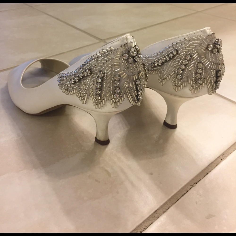 Ivory satin pumps