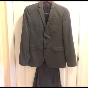 Grey 100% Wool Suit, Modern Slim Fit