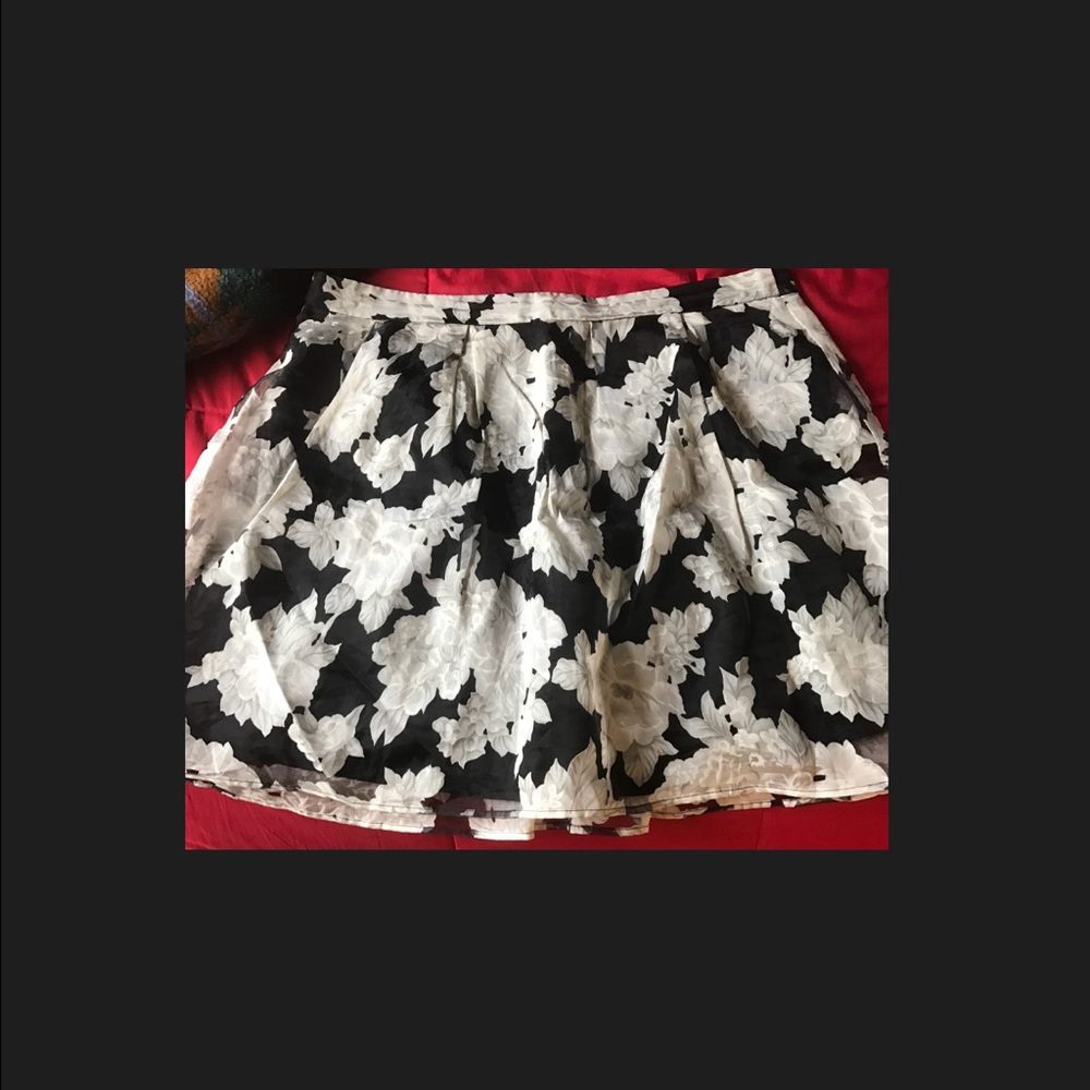 Black and white floral skirt