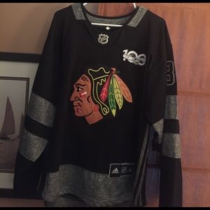 #38 Ryan Hartman 100 anniversary Blackhakws jersey