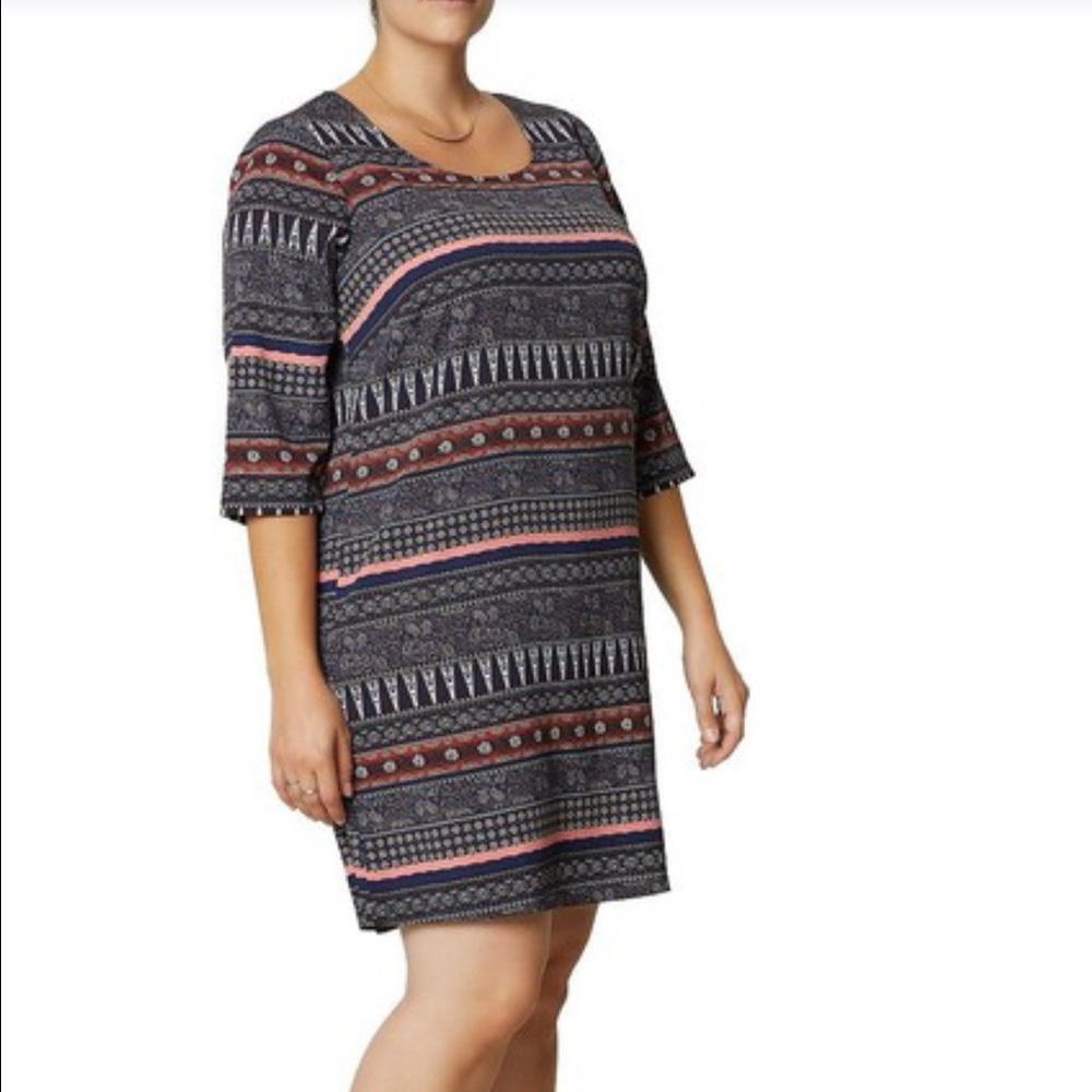 JUNAROSE Plus Rai Zeenan Aztec Printed Shift Dress