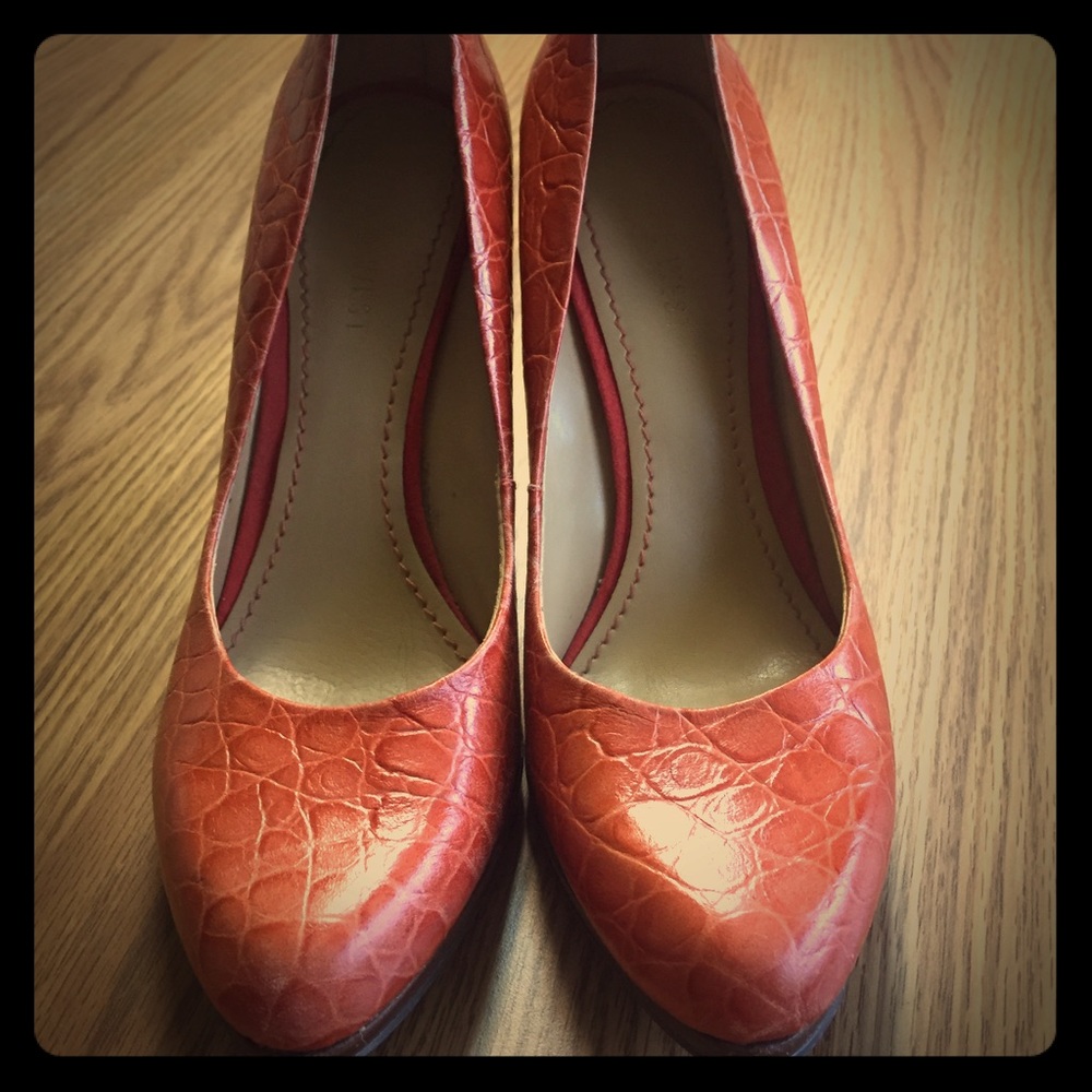 Cute orange croc platform heels. Nine West