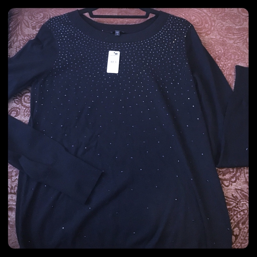 Express Sweater with 💎Black Stones 💎 L ⭐️NWT⭐️