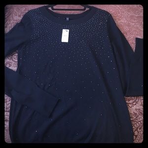 Express Sweater with 💎Black Stones 💎 L ⭐️NWT⭐️