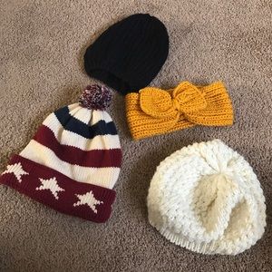 3 beanies and a head warmer for $15 or 1 for $6