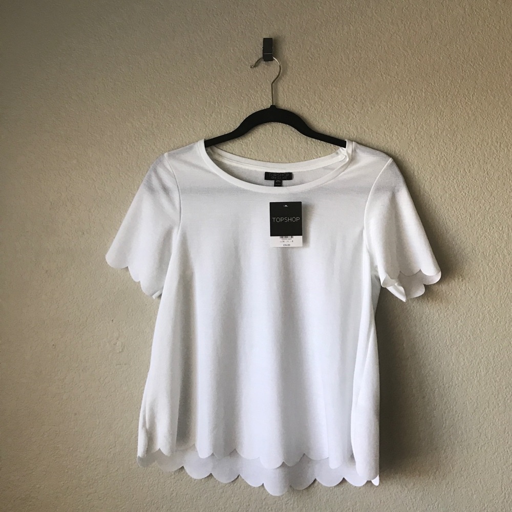Topshop scallop frill tee New!