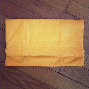 Yellow Faux Snakeskin Clutch
