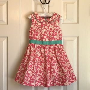Mini Boden Pretty Pansy dress with aqua trim