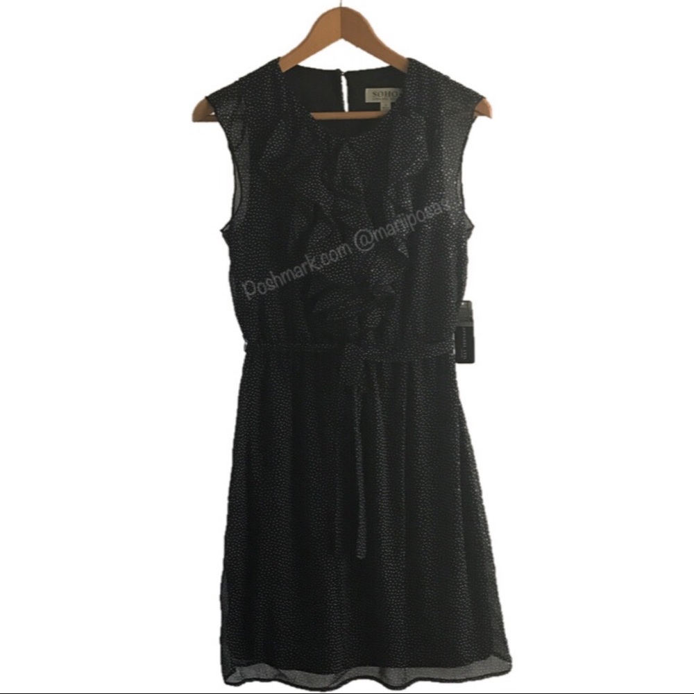 Black & White Polka Dotted Ruffled Dress