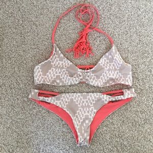 Bettinis Cut Out Halter Fringe Bikini