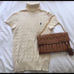 RL Polo Cream short sleeve sweater, cable knit