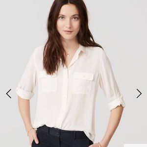 NWT Loft Cream Utility Blouse