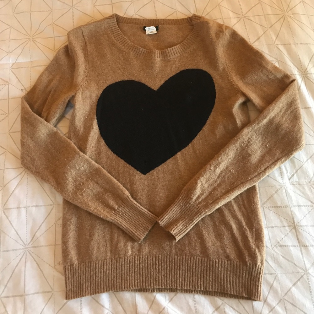 J. Crew Wool Sweater with Heart Graphic