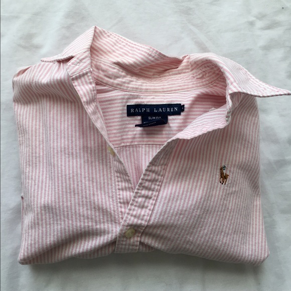 Ralph Lauren Tops - RALPH LAUREN Pink Slim Fit Button Down