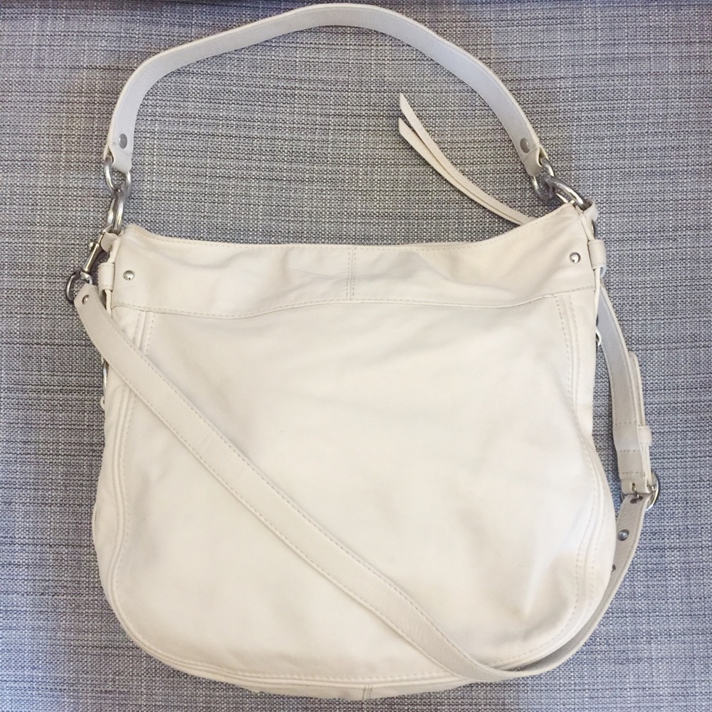 Coach Signature White Leather Hobo