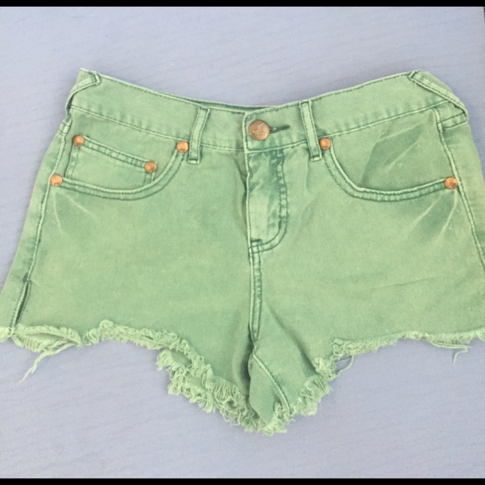 Free people jean shorts in green size 26