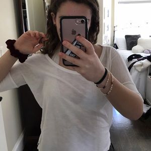 Basic quarter sleeve white tee