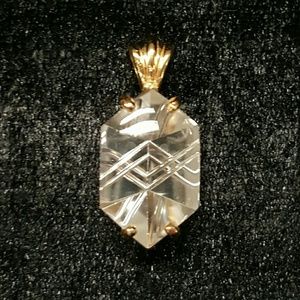 14k Gold Exquisite White Topaz Marquis Pendant