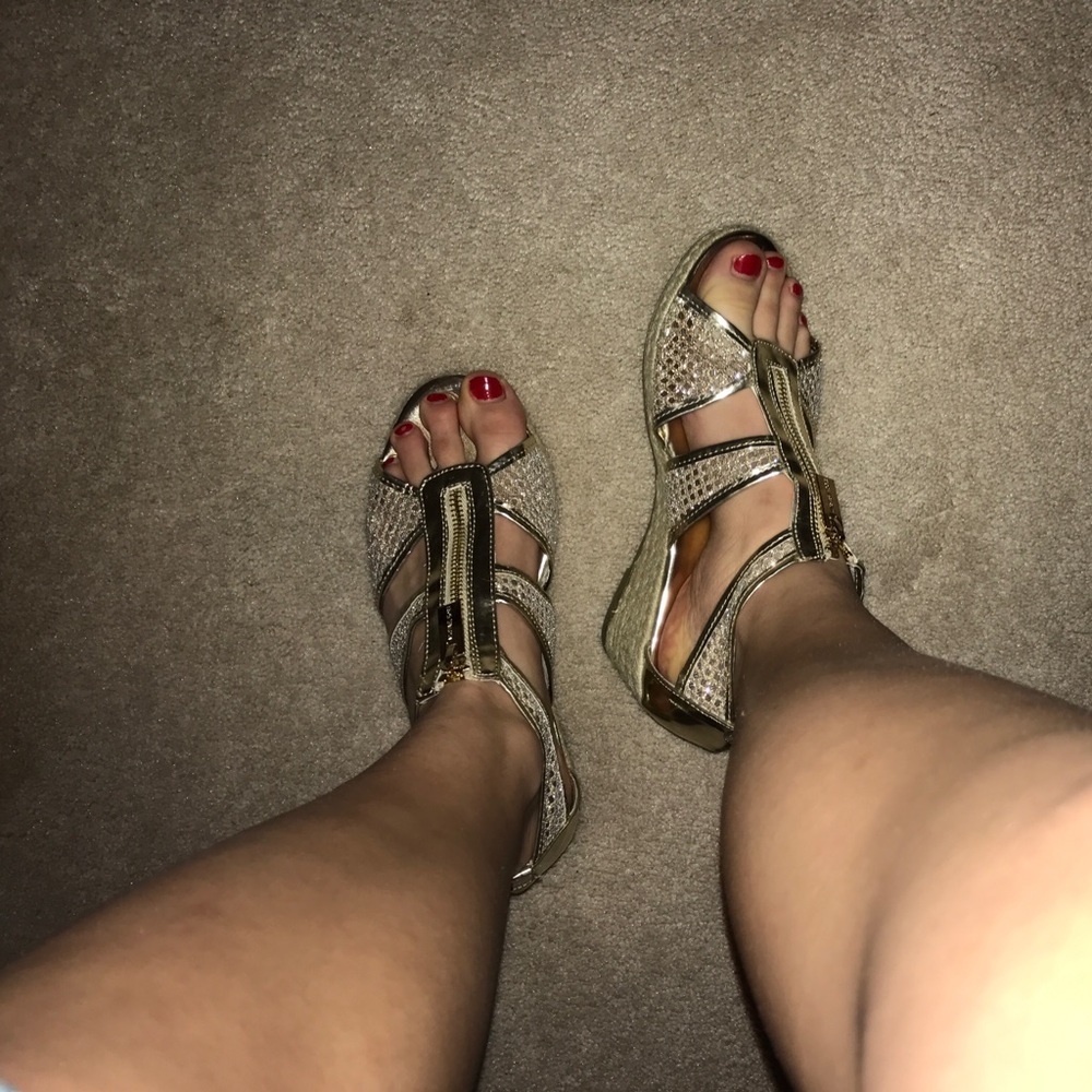 gold michael kors wedge sandals