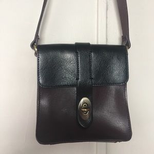 Maroon & black leather crossbody KELSI DAGGER